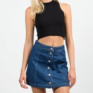 •Button Down Denim Skirt